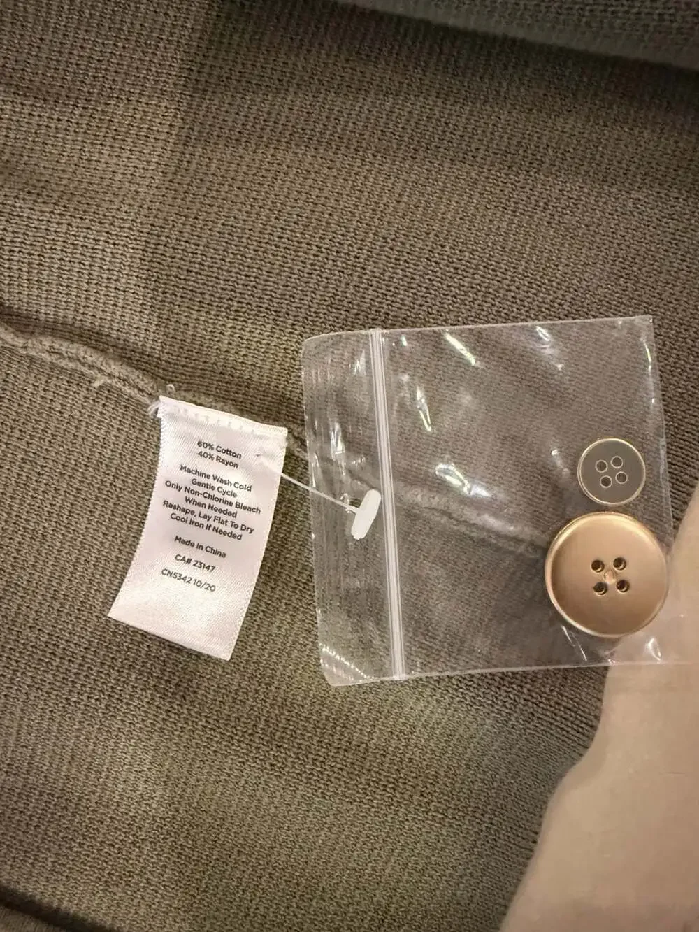 Talbots Women's Olive Green Cotton-Blend Knit Blazer with Button Cuffs